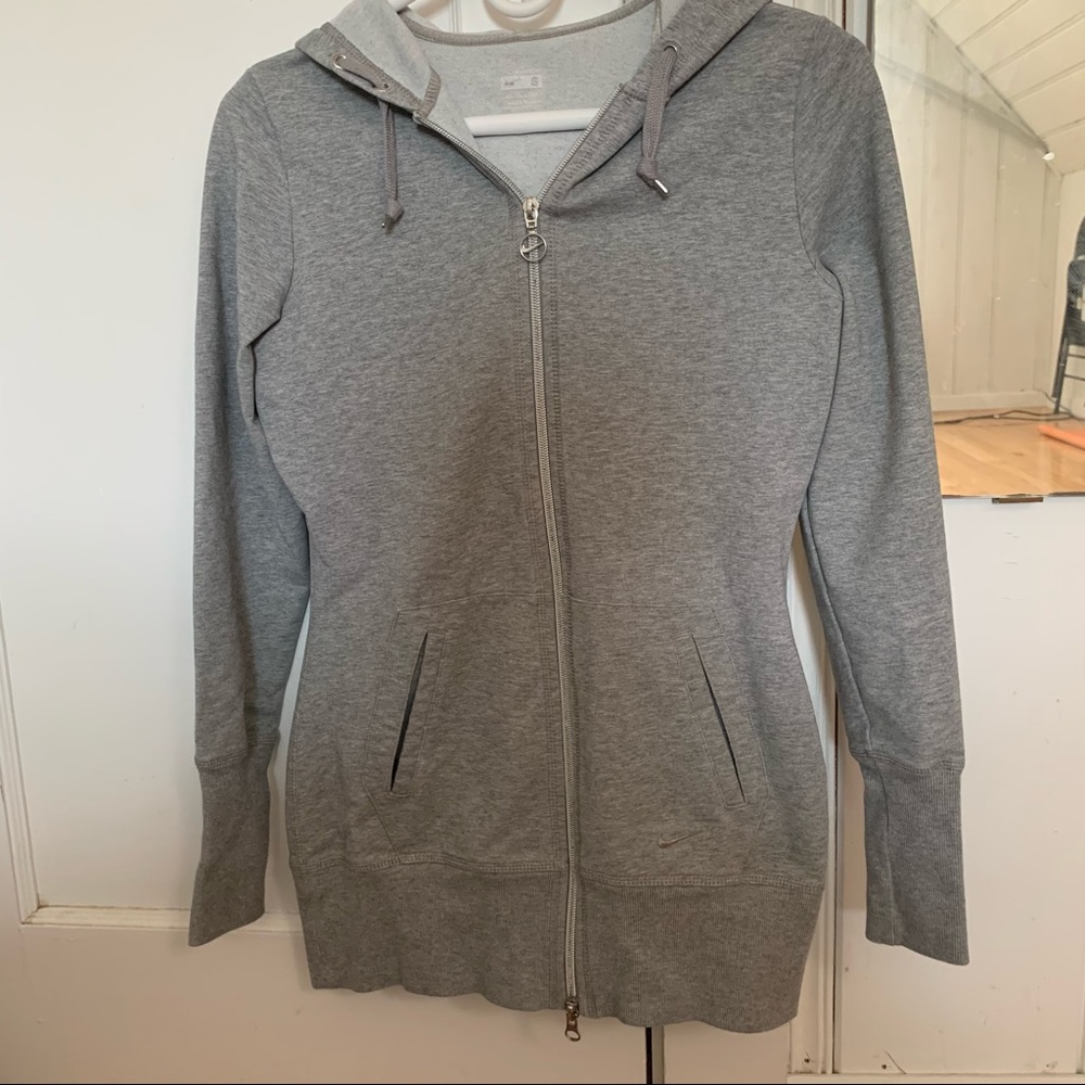 NIKE women slim zip up hoodie heather grey